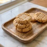Stack of fresh Soft Peanut Butter Cookies showing golden fork cross marks