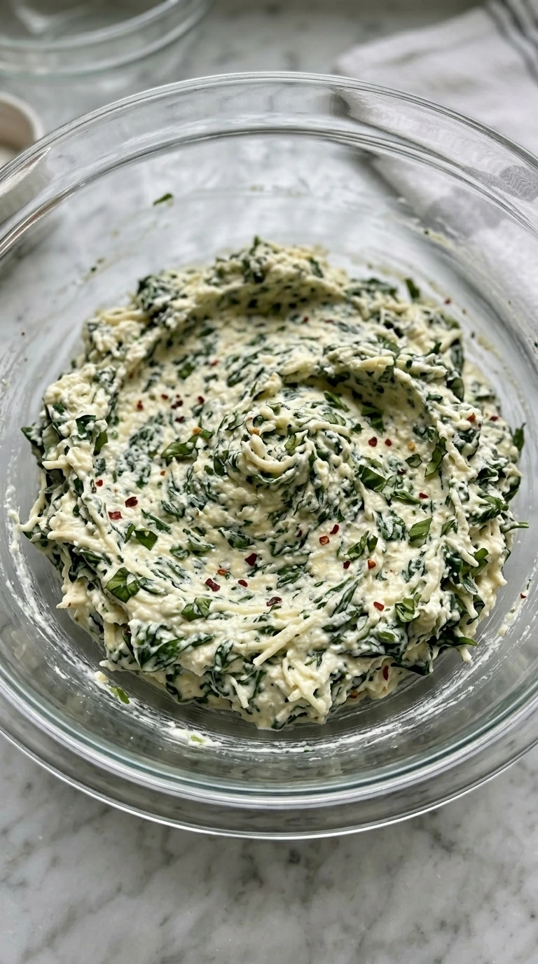 Thick spinach ricotta filling for Zucchini Roll-Ups
