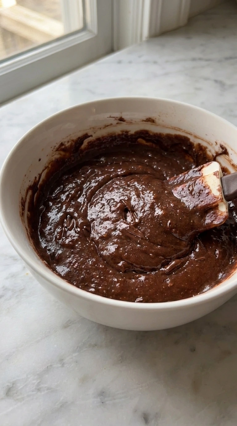 Sweet Potato Brownies — Mix the brownie batter