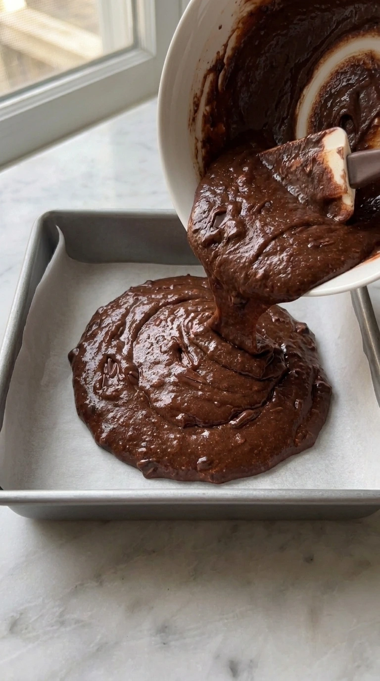 Sweet Potato Brownies — Spread batter into the pan