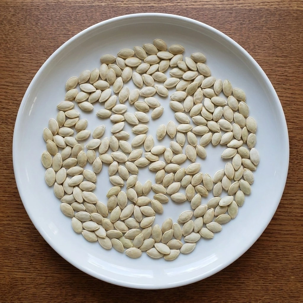 Drying raw pumpkin seeds for Chili Roasted Pumpkin Seeds before seasoning Recipe focus: pan roasted pumpkin seeds.