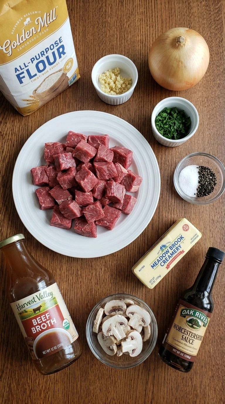 Crockpot Beef Tips and Gravy ingredients including beef cubes and gravy seasonings Recipe focus: easy beef tips and gravy stove top.