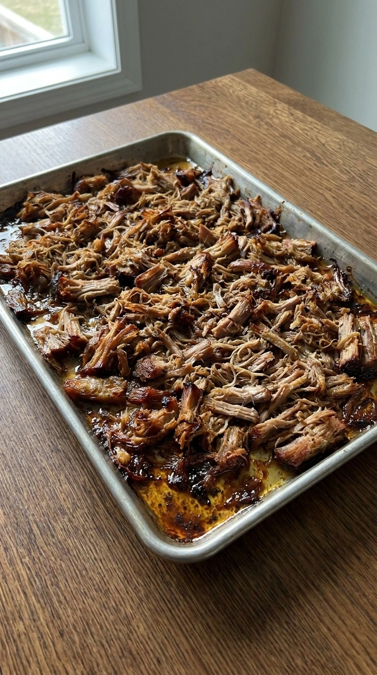 Crockpot Carnitas crispy shredded pork after broiling Recipe focus: easy crockpot meals.