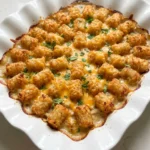 CrockPot Chicken Tater Tot Casserole with golden crispy tater tots and melted cheese Recipe focus: chicken tater tot casserole crockpot.