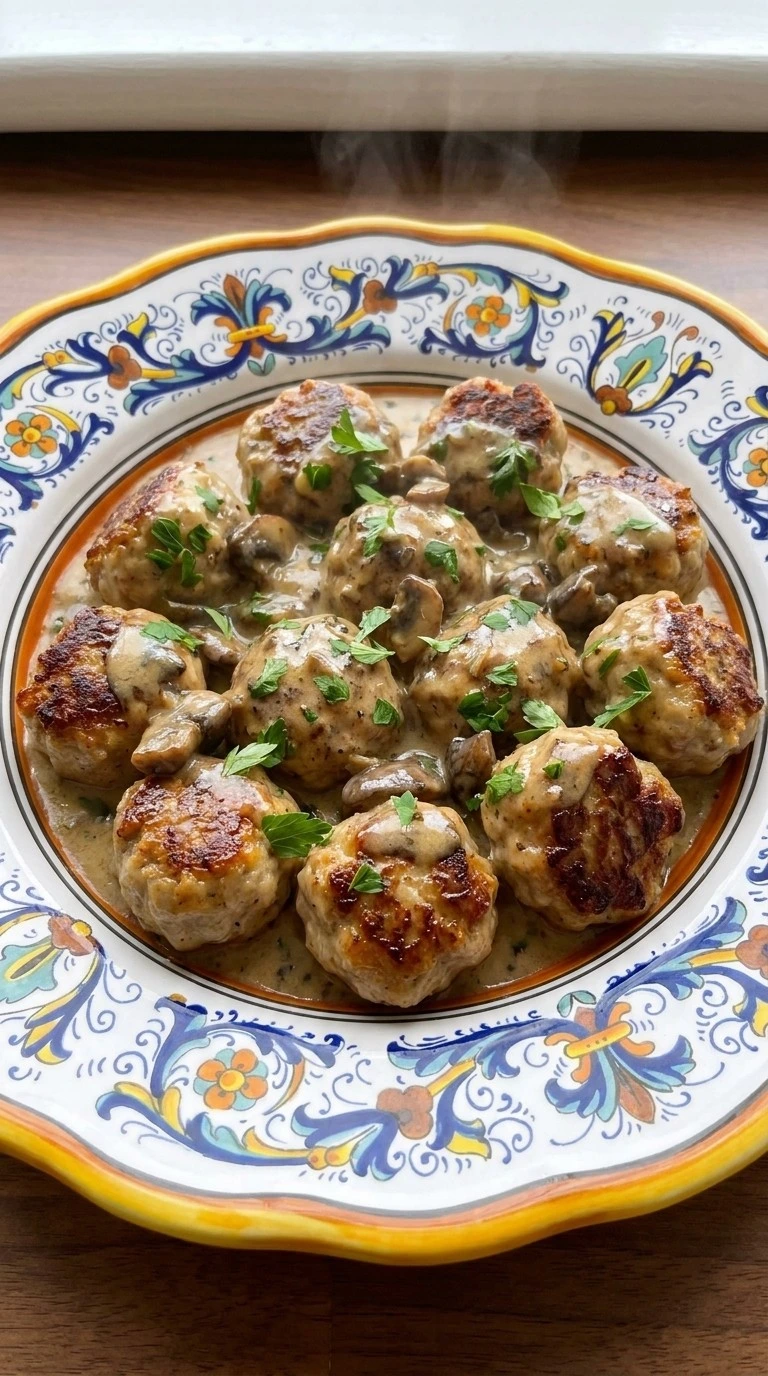 Crockpot Swedish Meatballs in creamy gravy with tender meatballs and mushrooms Recipe focus: crockpot meatball recipes.