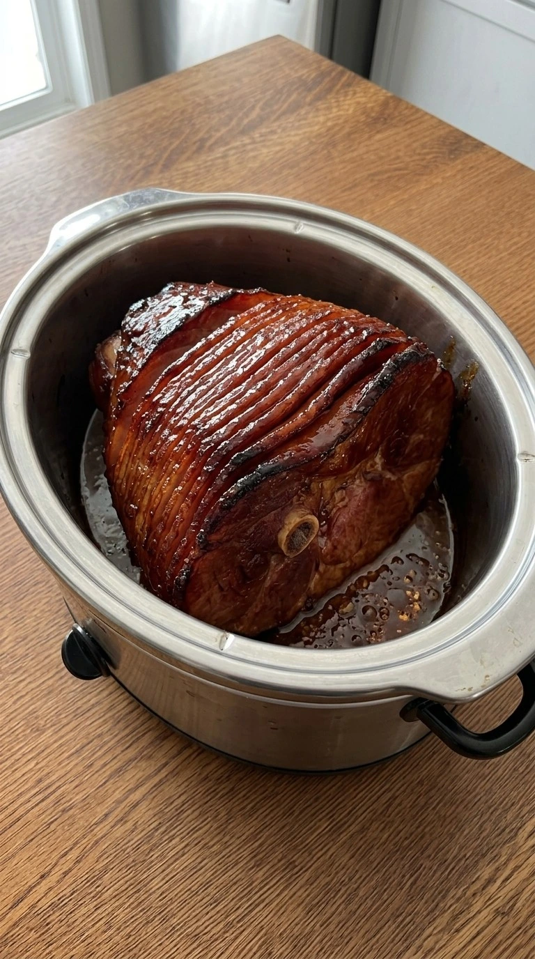 Crockpot Thanksgiving Ham receiving glossy finishing glaze Recipe focus: thanksgiving ham recipes crockpot.