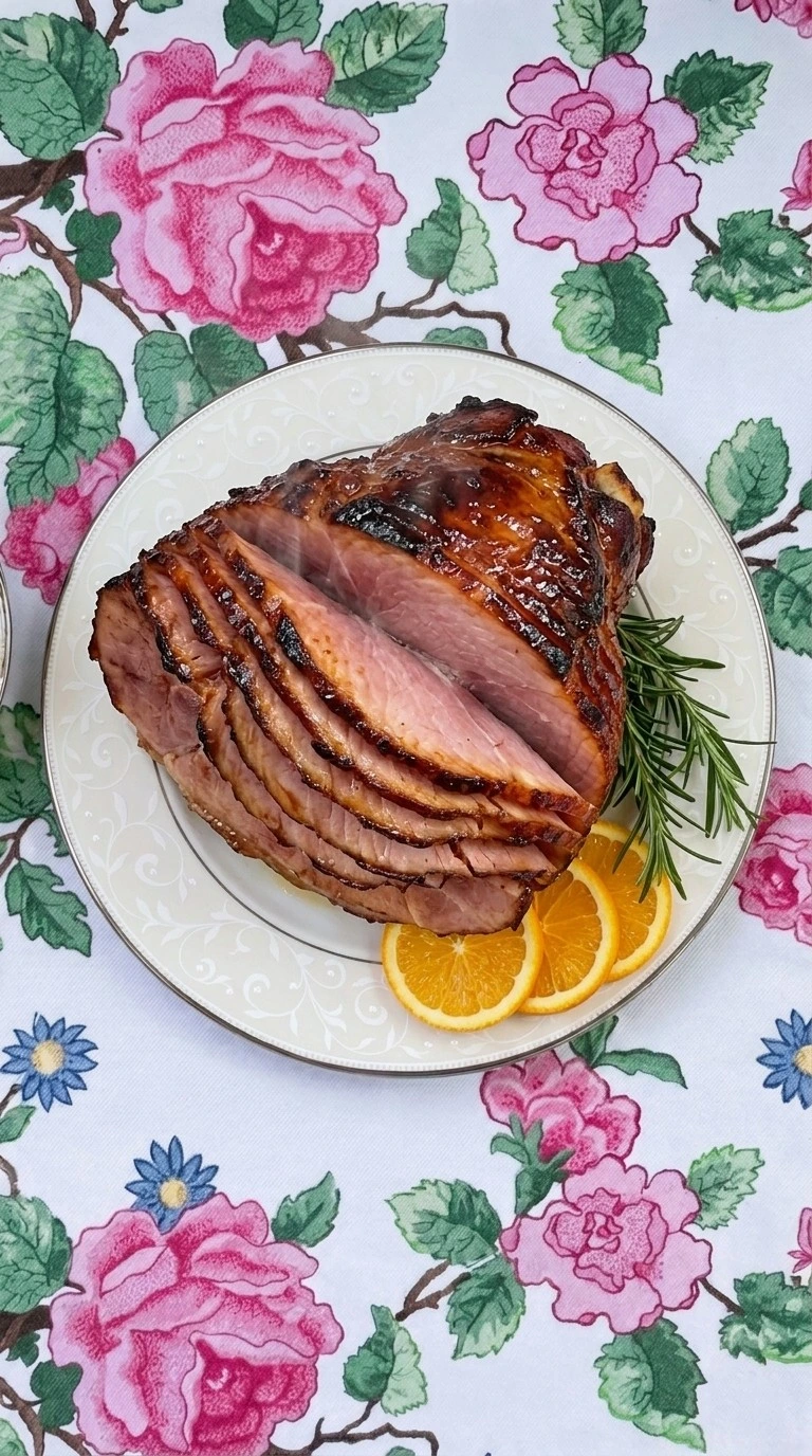 Crockpot Thanksgiving Ham sliced and plated with juicy glazed layers Recipe focus: thanksgiving ham recipes crockpot.