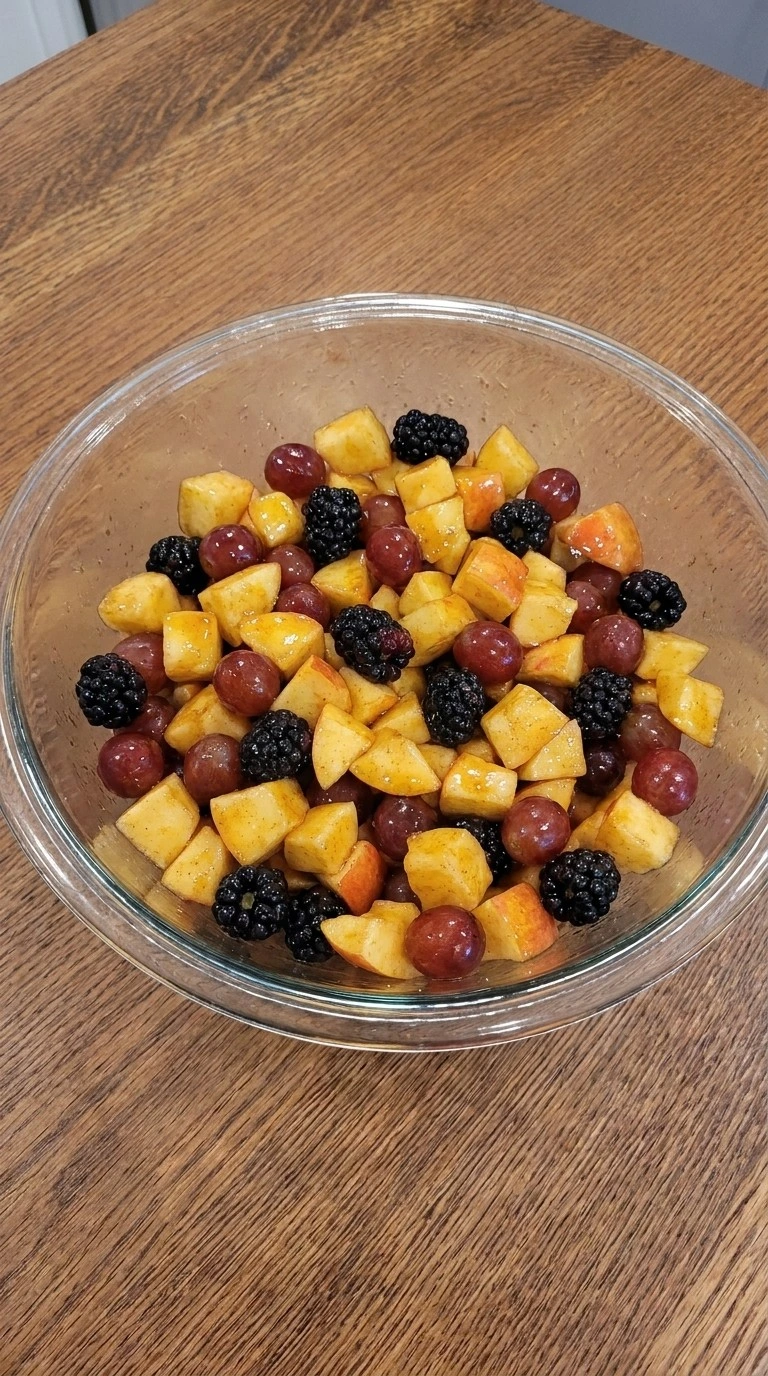 Fall Fruit Salad Thanksgiving Sides fruit coated with orange cinnamon dressing