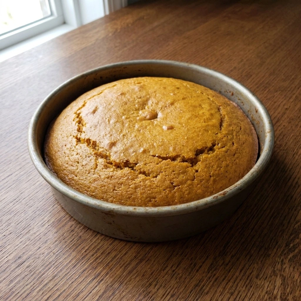 Friendsgiving Cake baked layers with golden pumpkin color Recipe focus: thanksgiving cake designs.