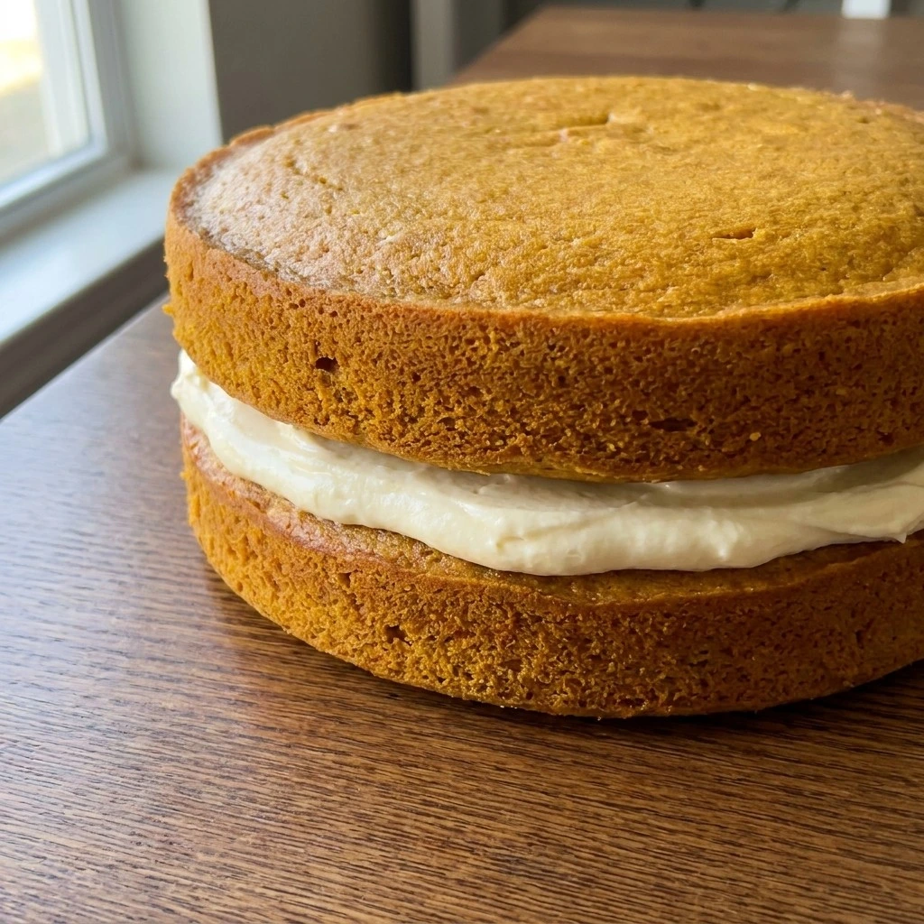 Friendsgiving Cake with cream cheese frosting between layers Recipe focus: friendsgiving cookies.