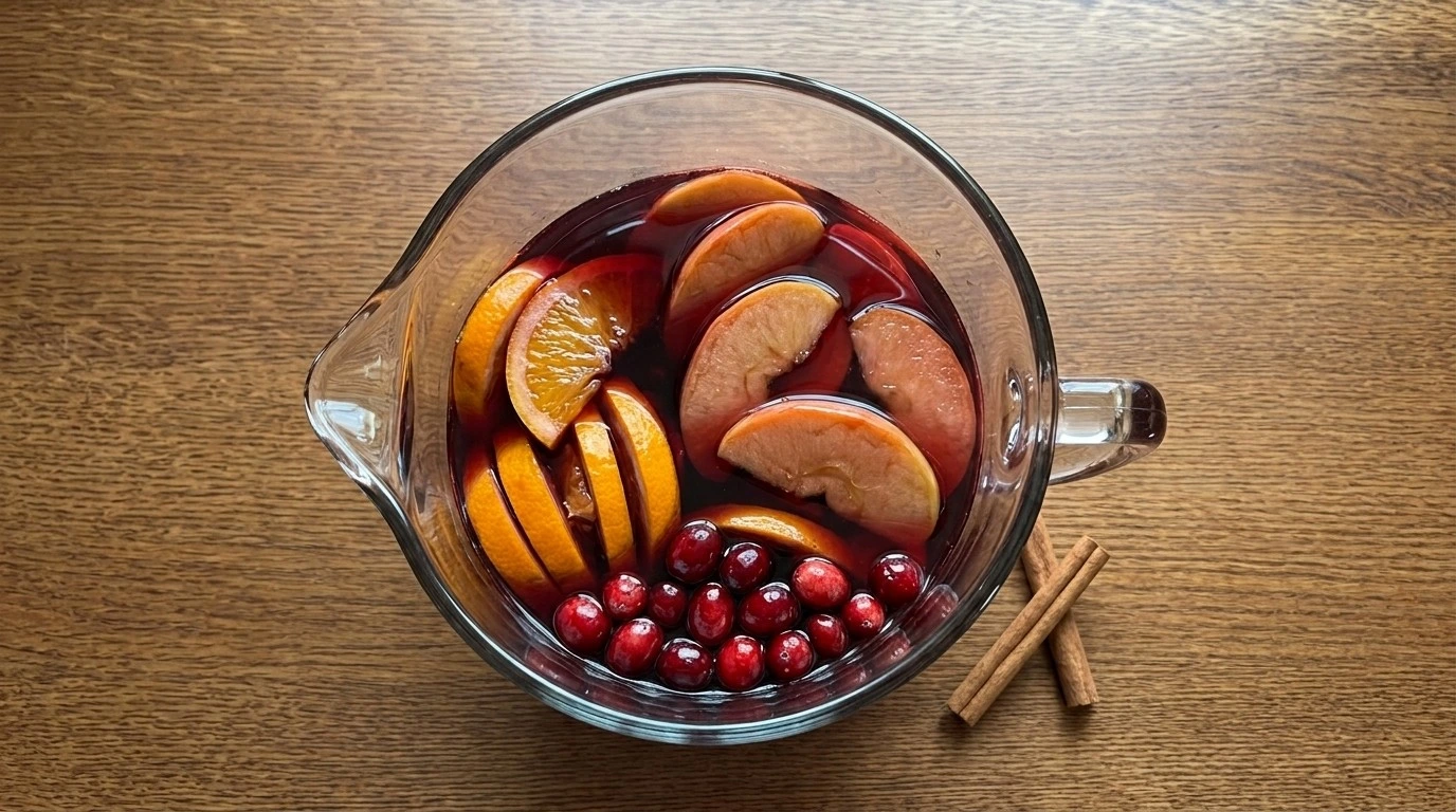 Friendsgiving Cocktail Party infused cranberry apple drink after chilling