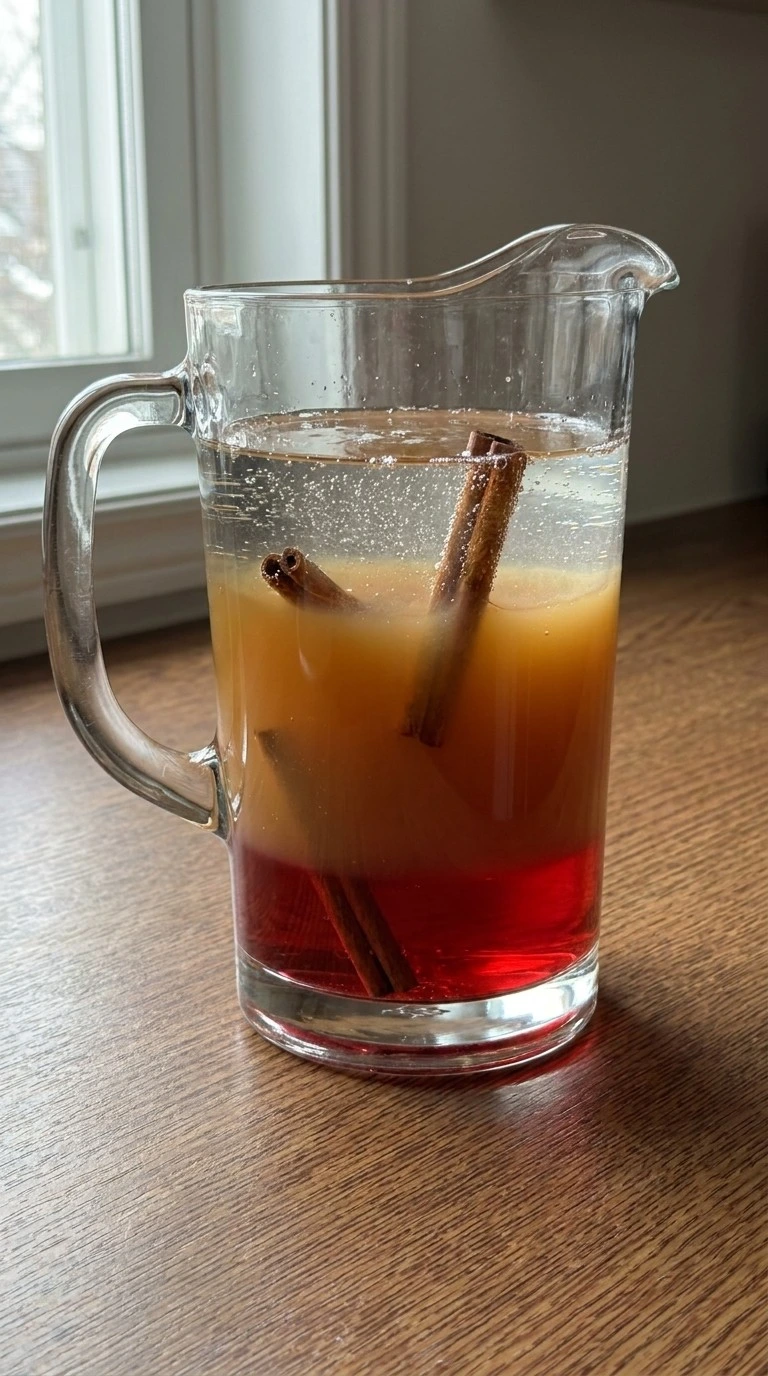 Friendsgiving Cocktails apple cider cranberry drink base being combined Recipe focus: fun dinner ideas.