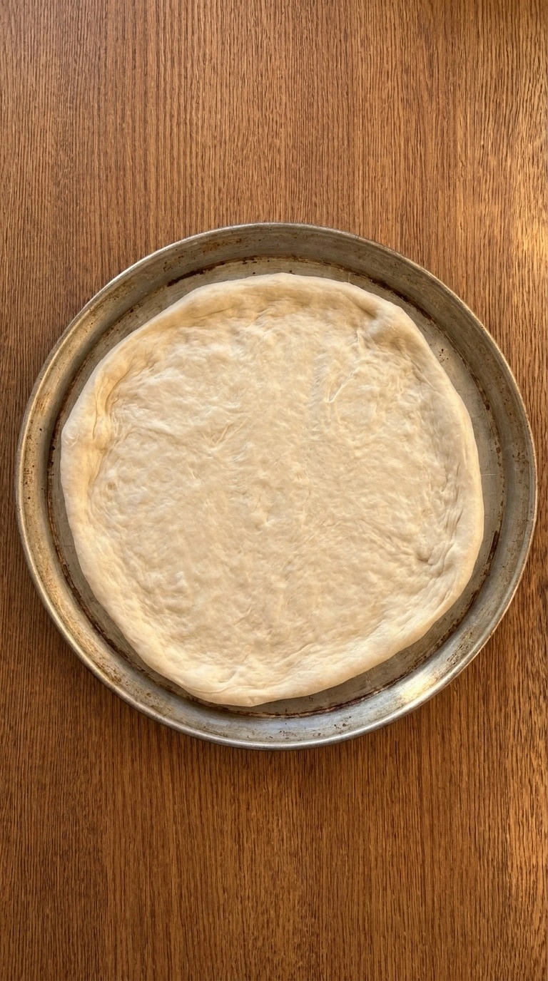 Halloween Appetizers Pizza dough being shaped into a round crust