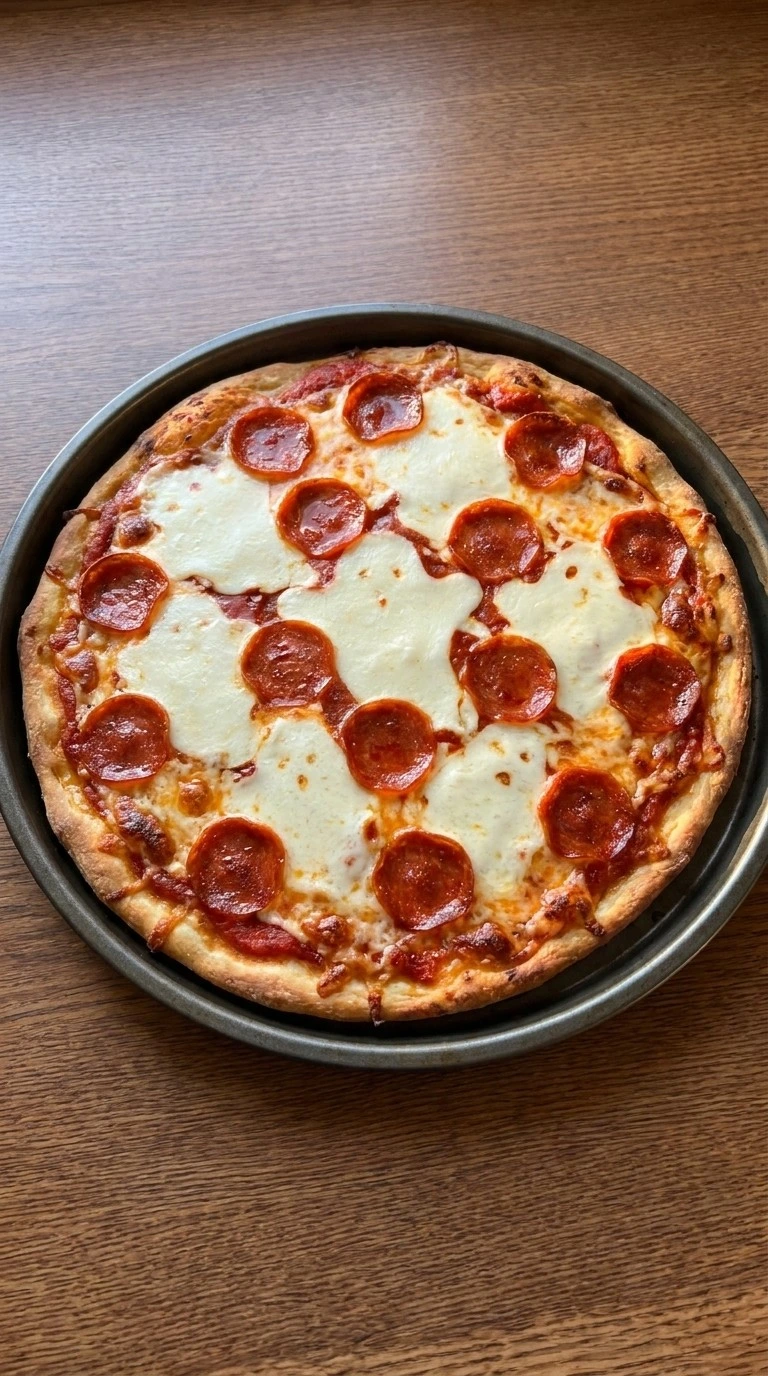 Halloween Appetizers Pizza baking with melted cheese and golden crust edges