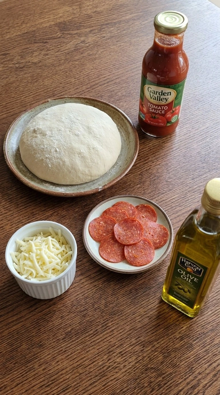 Halloween Appetizers Pumpkin ingredients including pizza dough pepperoni and mozzarella
