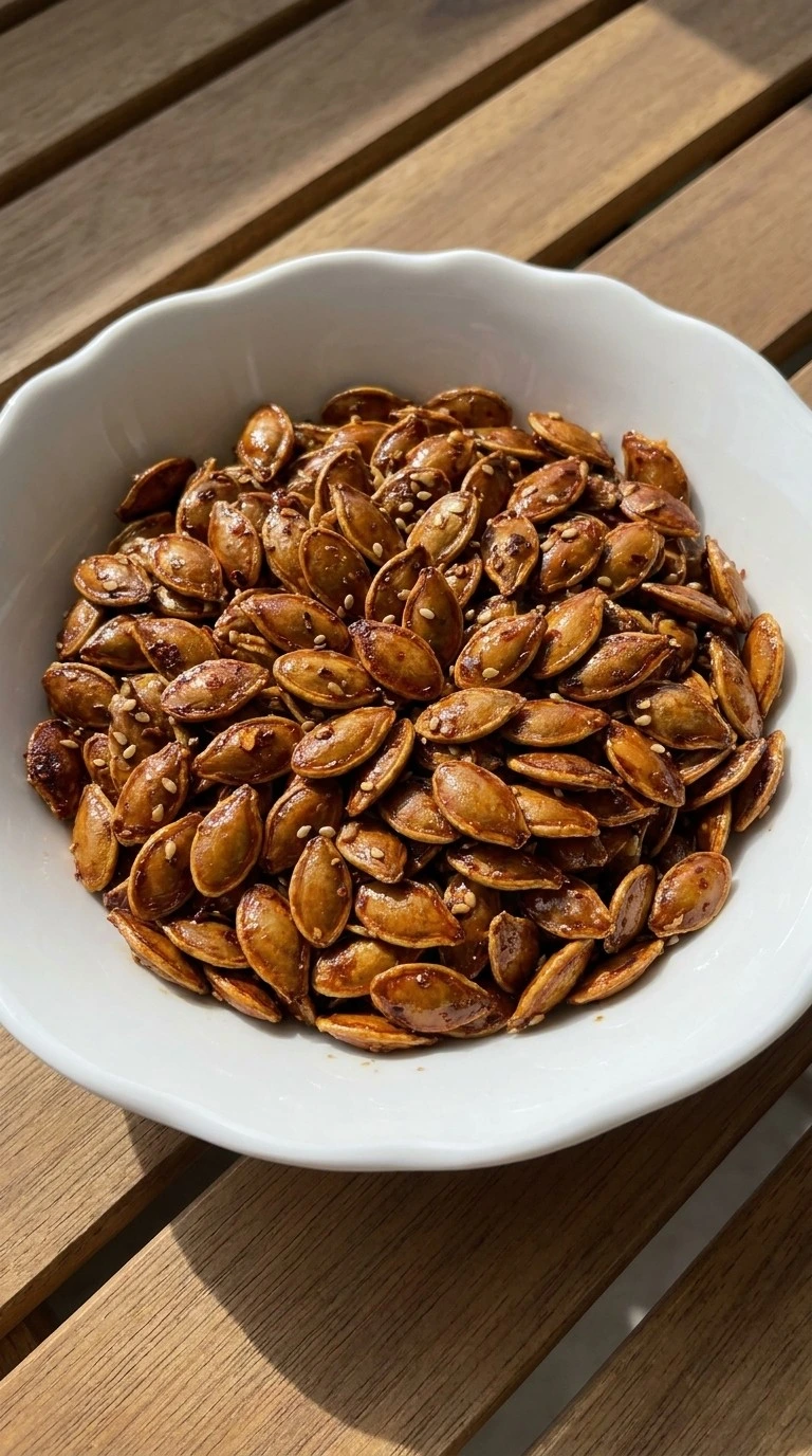 Honey Roasted Pumpkin Seeds with glossy amber honey glaze, warm spices and toasted sesame seeds Recipe focus: how to make honey roasted pumpkin seeds.