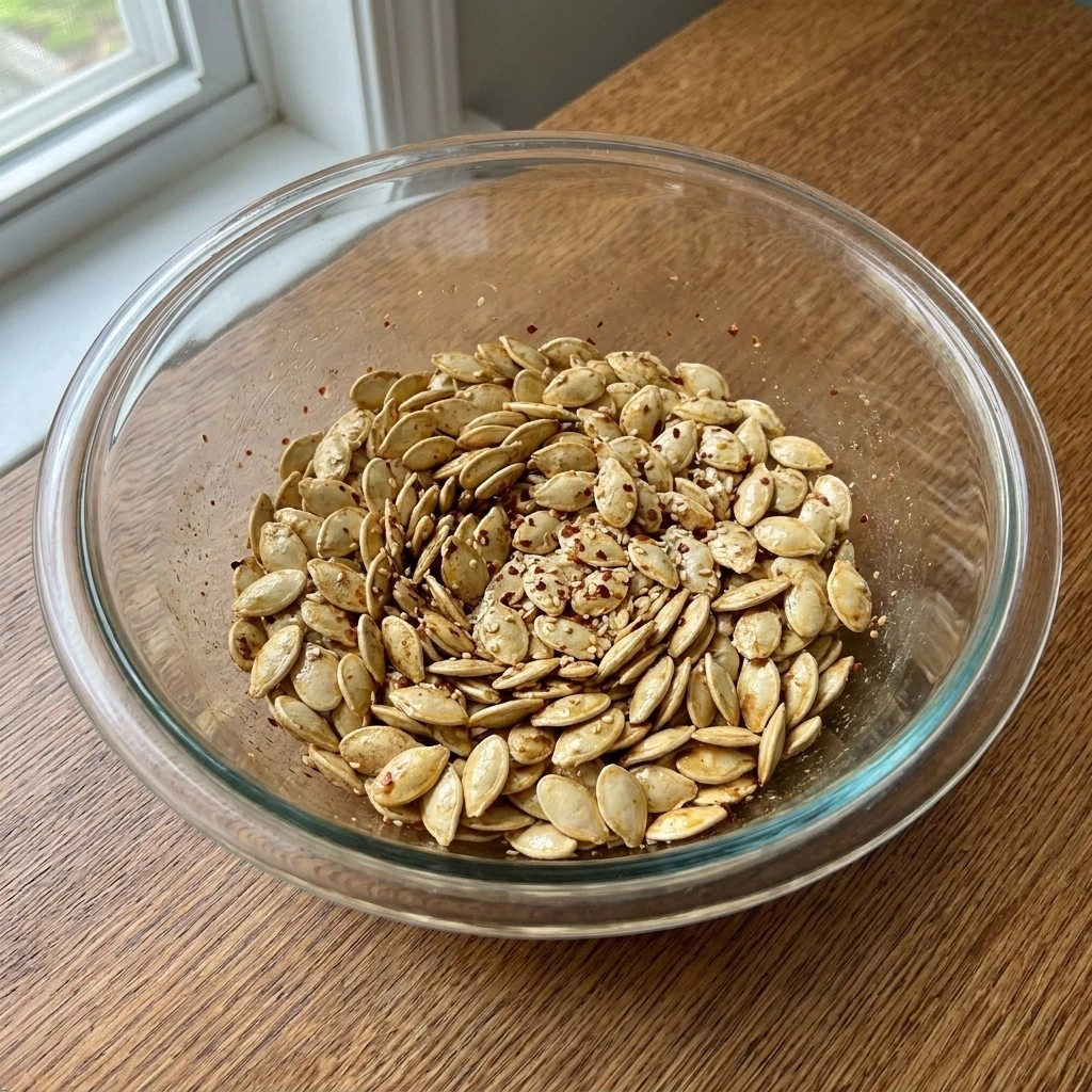 Coating Honey Roasted Pumpkin Seeds with honey, butter, spices and sesame Recipe focus: how to make pumpkin seeds.