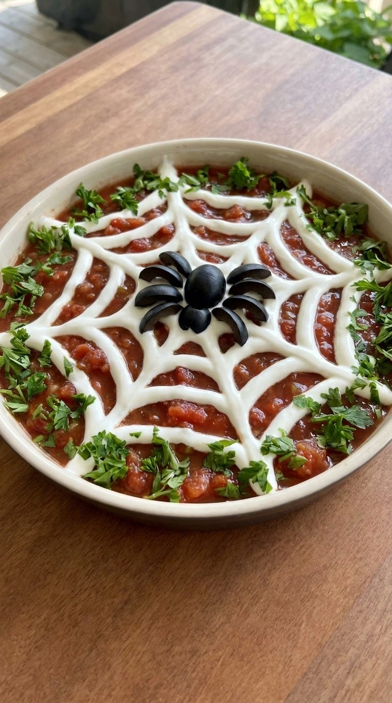 Finish and chill the appetizer Recipe focus: halloween appetizers dip.