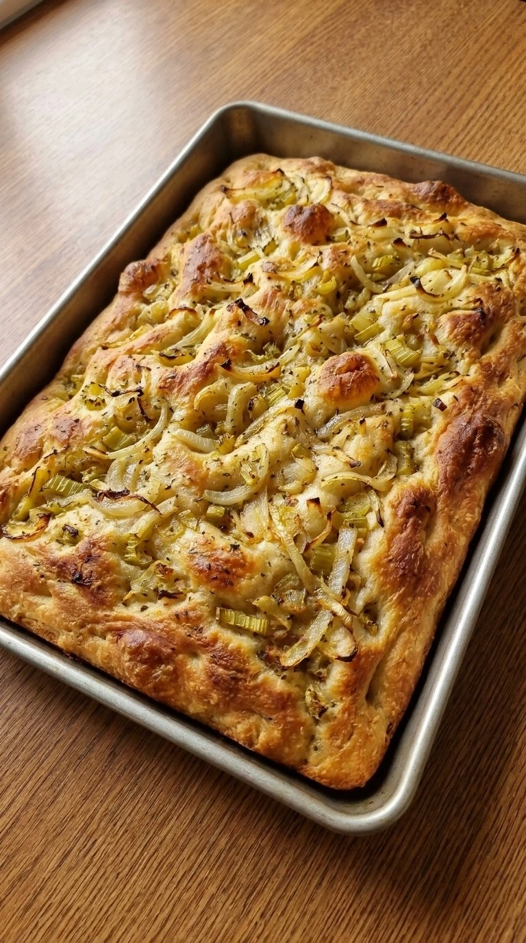 Thanksgiving Stuffing Focaccia Food Network baking with golden stuffing topping