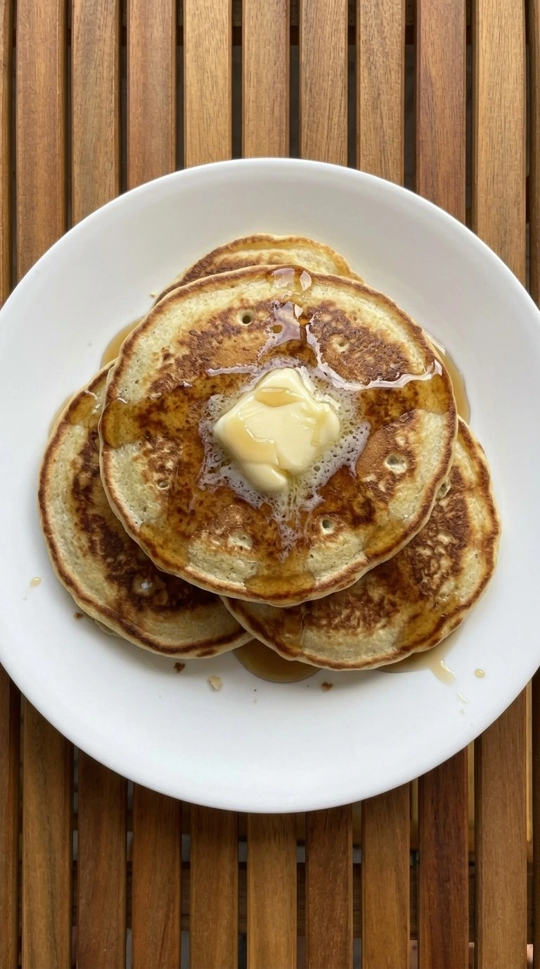 Fluffy Buttermilk Pancakes from Scratch stacked with melting butter and maple syrup Recipe focus: homemade pancakes from scratch.