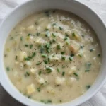 Potato Leek Soup creamy finished bowl with tender leeks and potatoes Recipe focus: potato leek soup recipe.
