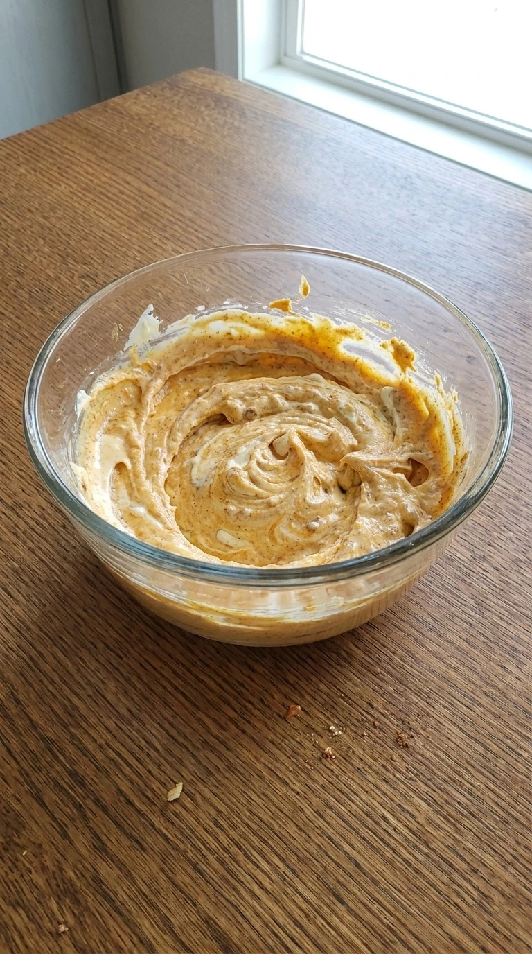 Soften the cream cheese and combine the base Recipe focus: pumpkin pie dip with cool whip.