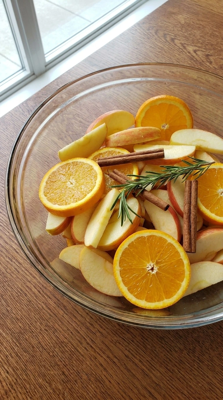 Apple Cider Sangria fruit slices with apples orange cinnamon and herbs Recipe focus: spiced apple cider sangria. Recipe focus: apple cider sangria recipe.