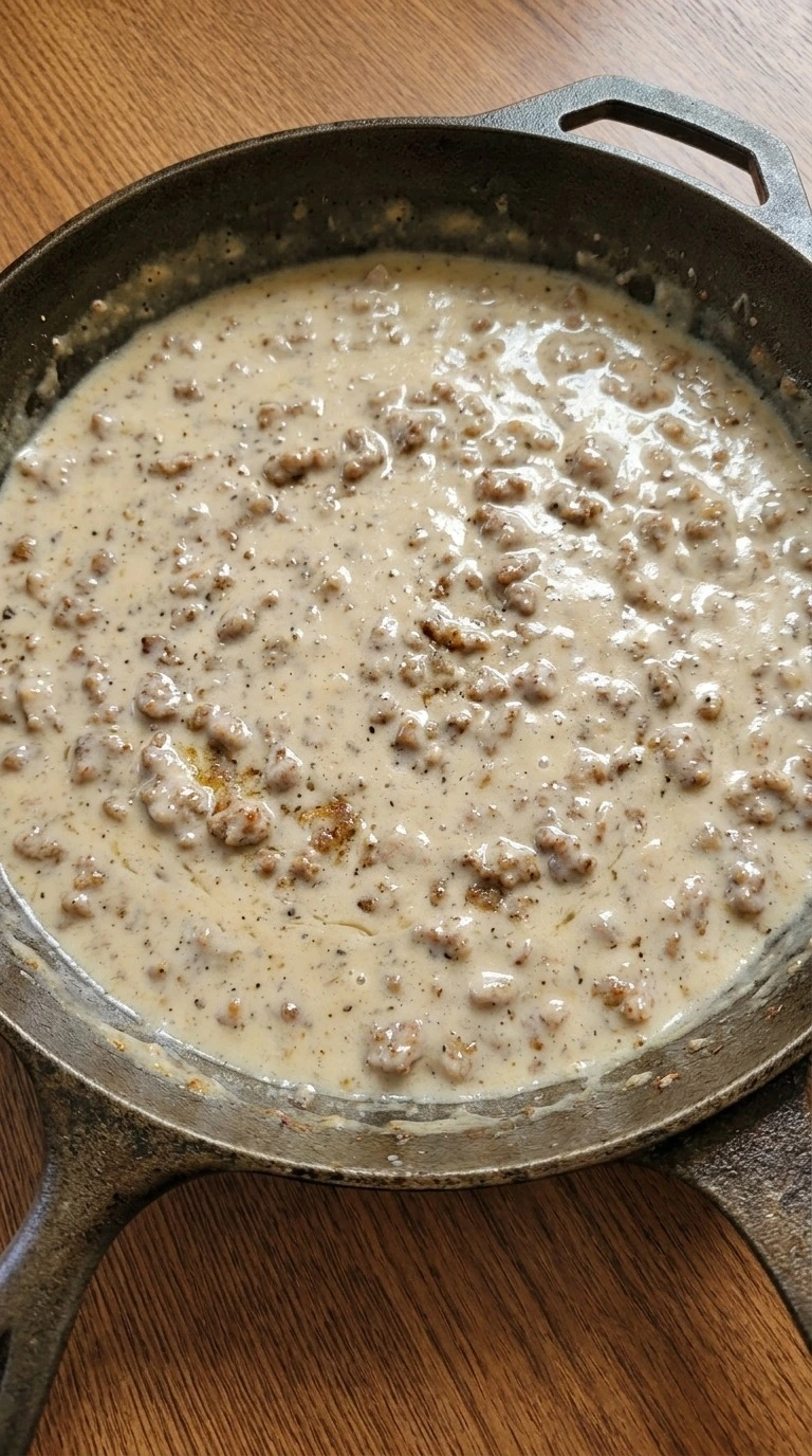 Biscuits and Gravy Breakfast Casserole gravy base with browned sausage Recipe focus: overnight breakfast casserole.