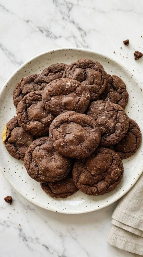 Chewy Chocolate Gingerbread Cookies with soft cracked tops on a plate Recipe focus: martha stewart’s chewy chocolate gingerbread cookies.