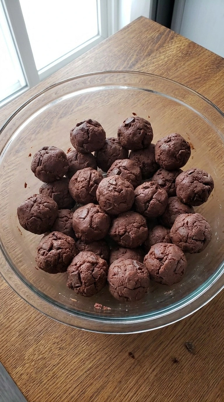 Chewy Chocolate Gingerbread Cookies shaped dough portions before baking Recipe focus: martha stewart’s chewy chocolate gingerbread cookies.