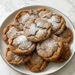Chewy Gingerbread Cookies on a plate with cracked soft centers and golden edges Recipe focus: soft and chewy gingerbread cookies.