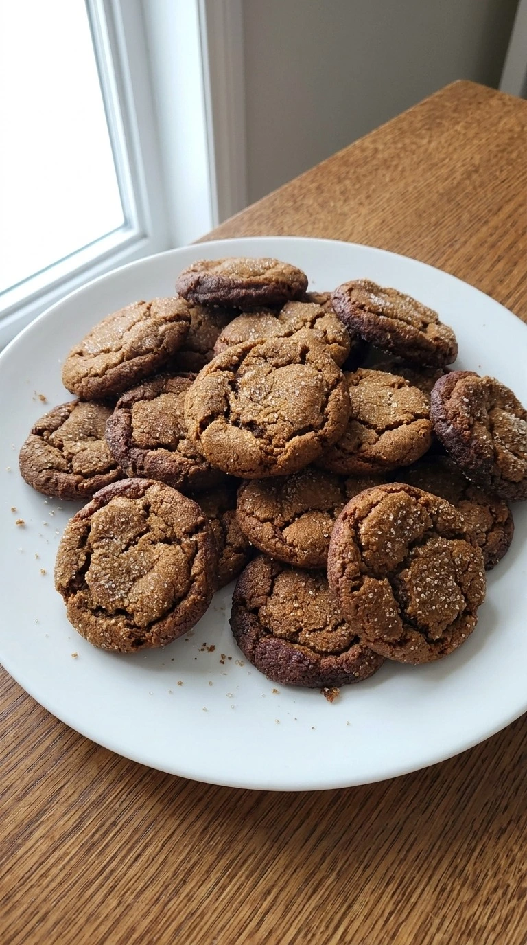 Chewy Gingerbread Cookies served with cracked tops and soft centers Recipe focus: chewy chocolate gingerbread cookies.