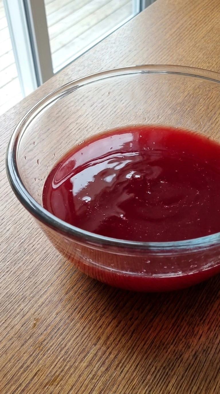 Christmas Sherbet Punch juice base being combined with ruby fruit layers Recipe focus: non alcoholic christmas punch.