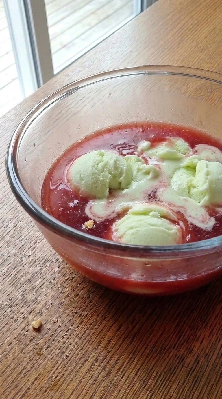 Christmas Sherbet Punch with lime sherbet scoops melting into the fruit drink Recipe focus: christmas punch.