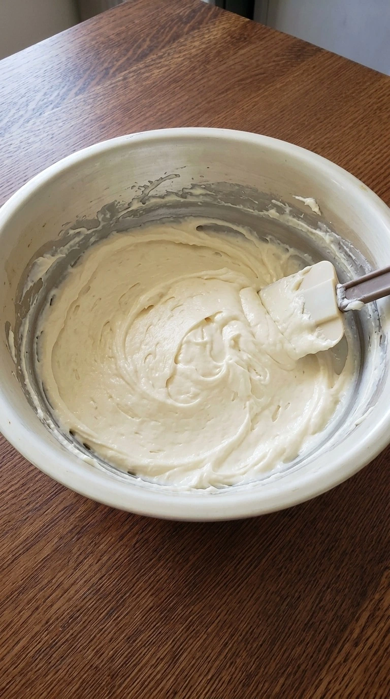 Cream Cheese Caramel Apple Dip cream cheese base being mixed until smooth Recipe focus: cream cheese caramel apple dip toffee.