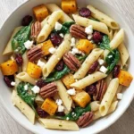 Fall Pasta Salad with penne and roasted vegetables in a serving bowl Recipe focus: fall salad. Recipe focus: fall pasta salad recipes.