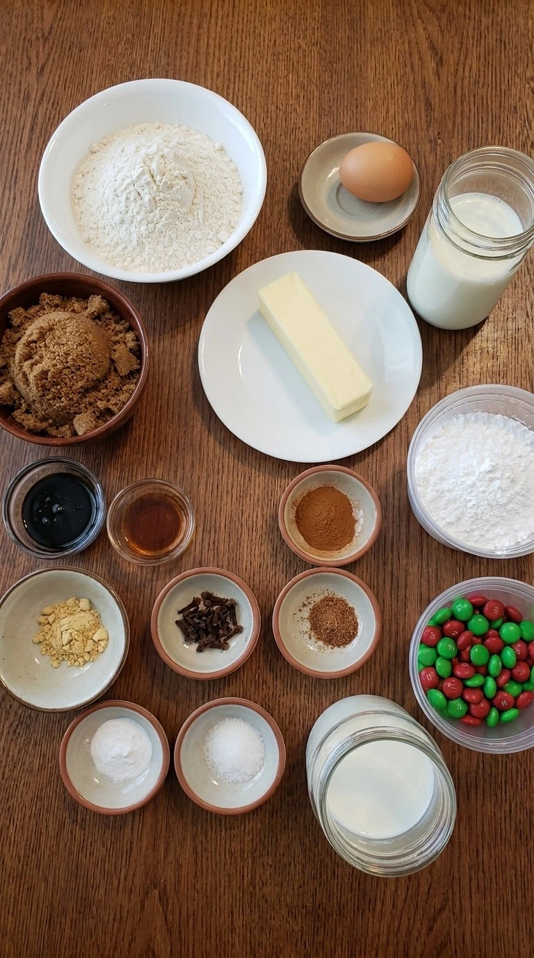 Gingerbread Man Cookies ingredients including flour, molasses, butter, brown sugar, egg and ground spices Recipe focus: easy gingerbread cookies.