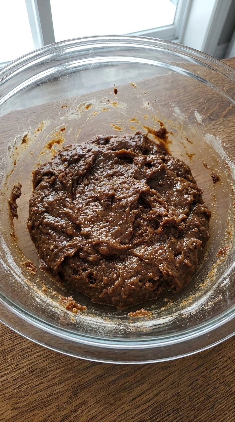 Gluten Free Gingerbread Cookies dough mixed with spices in bowl Recipe focus: gluten free egg free gingerbread cookies.