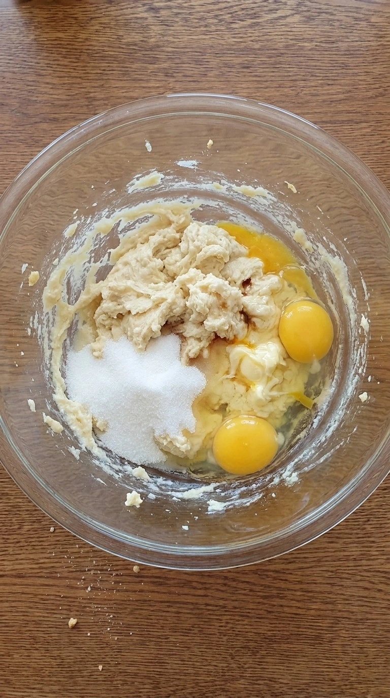 Italian Christmas Cookies dough mixture with butter sugar eggs and vanilla Recipe focus: best christmas cookies.