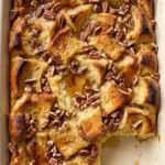 Maple Pecan Bread Pudding with golden brioche cubes, toasted pecans and a tender maple custard center Recipe focus: easy maple pecan bread pudding.