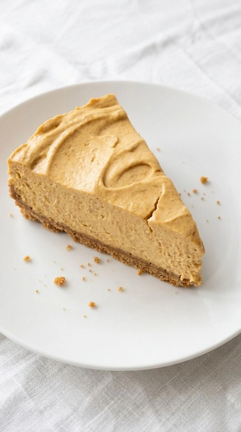 No Bake Pumpkin Cheesecake with creamy pumpkin filling and crumb crust slice Recipe focus: pumpkin cheesecake recipes.