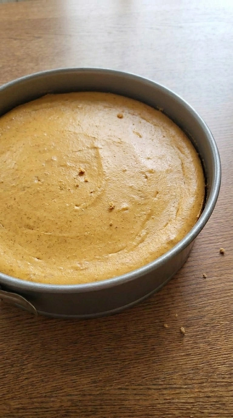 No Bake Pumpkin Cheesecake chilled and set in springform pan Recipe focus: pumpkin pie cheesecake.