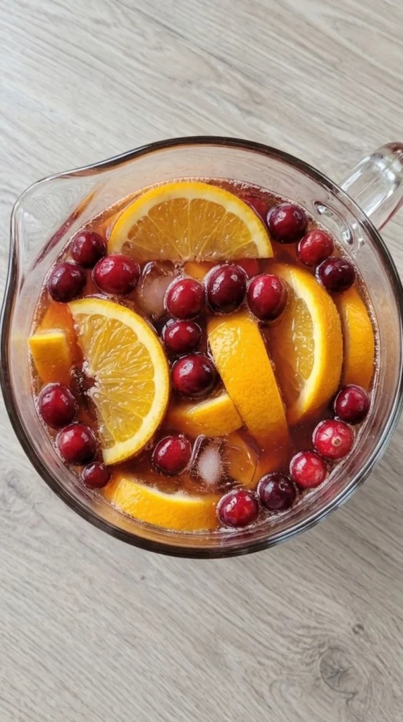 Non Alcoholic Christmas Punch with cranberry orange slices and sparkling drink Recipe focus: christmas punch non alcoholic.