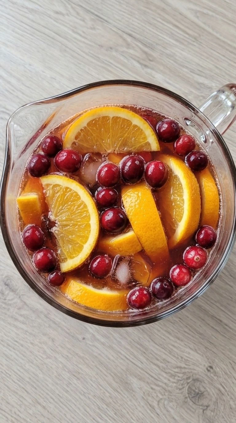 Non Alcoholic Christmas Punch with cranberry orange slices and sparkling drink Recipe focus: christmas punch non alcoholic.