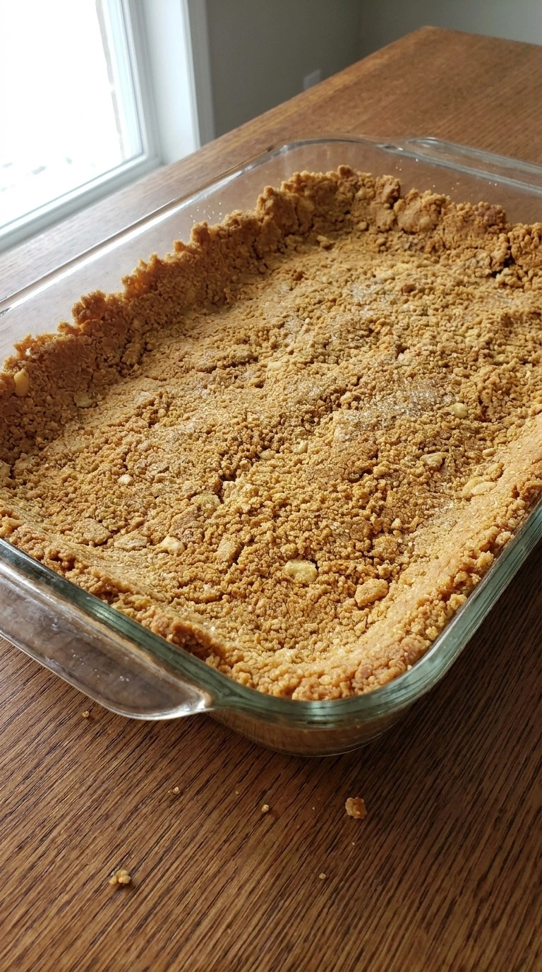 Pumpkin Cheesecake Bars crust pressed in baking dish before filling Recipe focus: pumpkin bars.