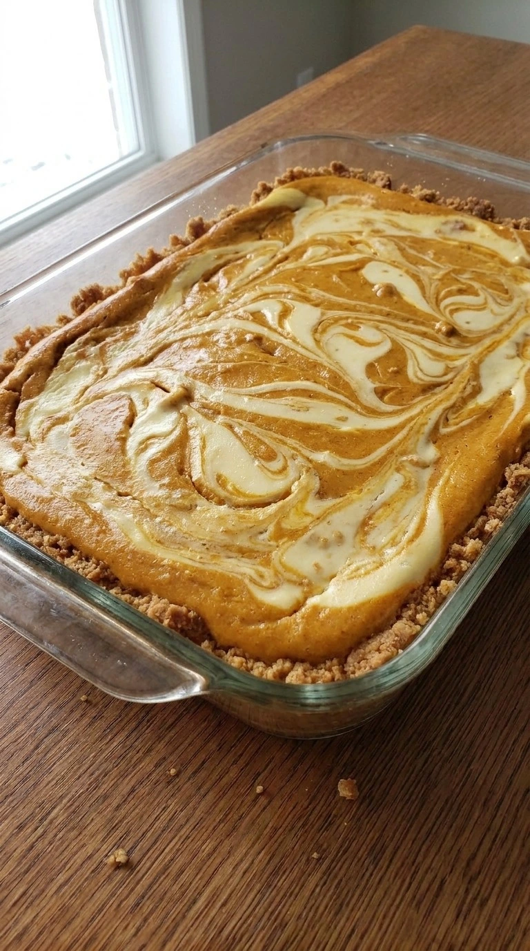 Pumpkin Cheesecake Bars layered pumpkin and cream cheese swirl filling Recipe focus: pumpkin pie bars.