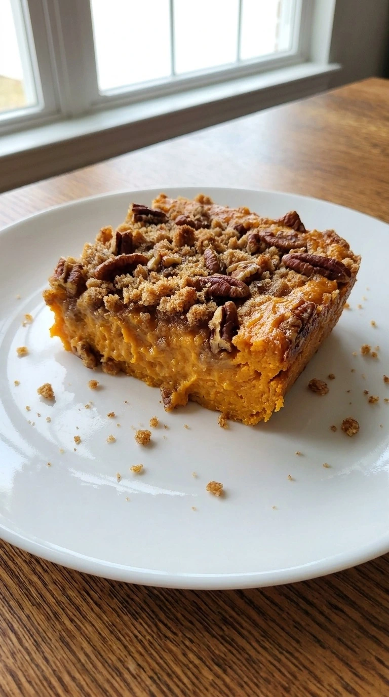 Served Sweet Potato Casserole with Pecans showing creamy orange filling beneath a crisp pecan top Recipe focus: ruths chris sweet potato casserole.
