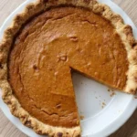 Sweet Potato Pie with golden flaky crust and one slice removed to show the smooth orange filling Recipe focus: easy sweet potato pie.