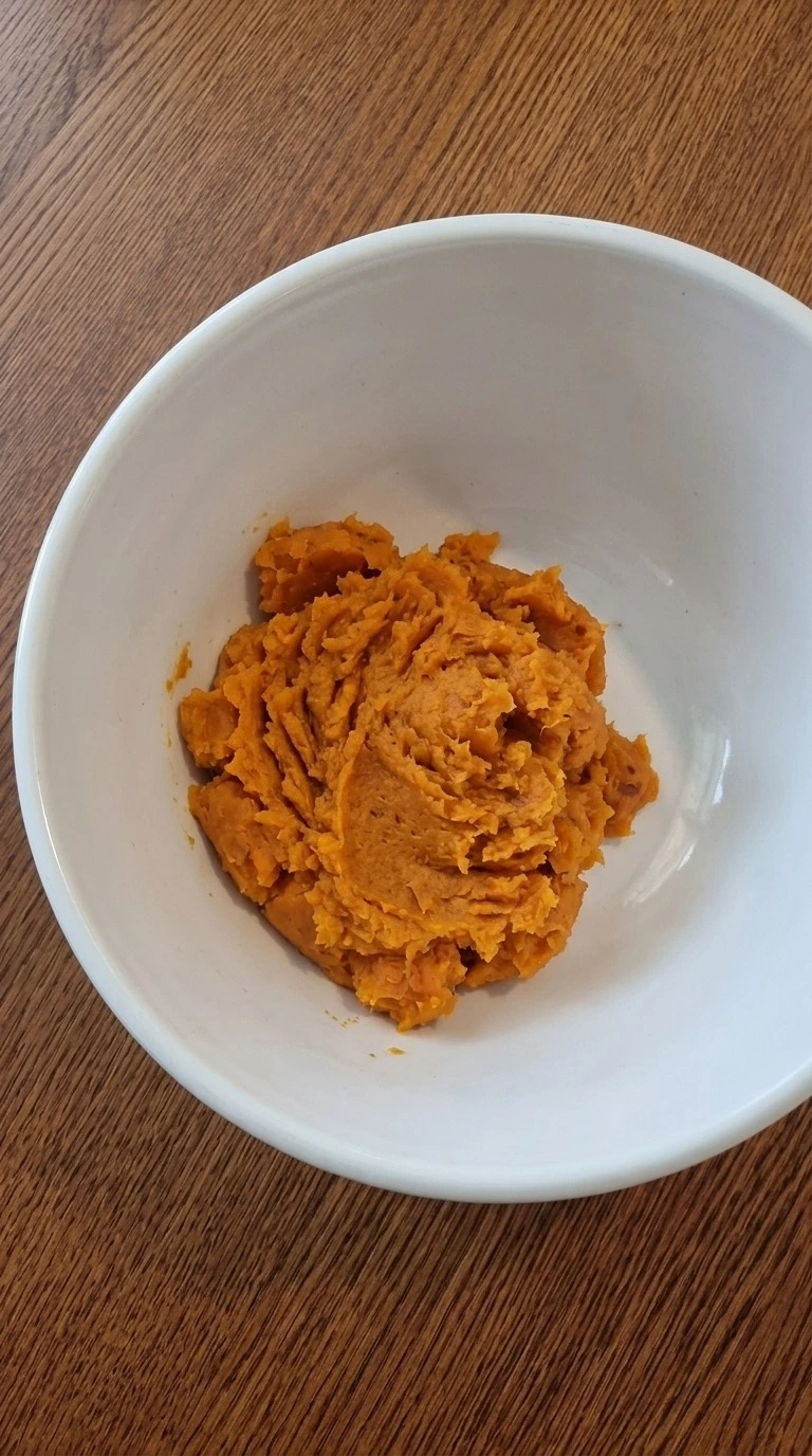 Roasted Beauregard sweet potatoes mashed into thick orange filling for Sweet Potato Pie Recipe focus: easy sweet potato pie.
