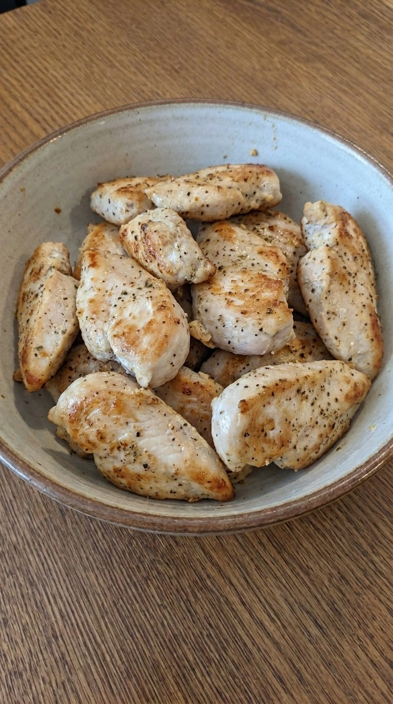 White Bean Chicken Chili chicken pieces browning before the chili base is made Recipe focus: creamy white chicken chili.